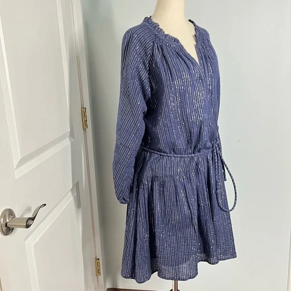 Apiece Apart Laguna mini dress in silver lurex stripes size M - Picture 5 of 13